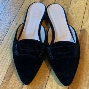 J.Crew Black Velvet Penny Loafer Mules Size 8 New